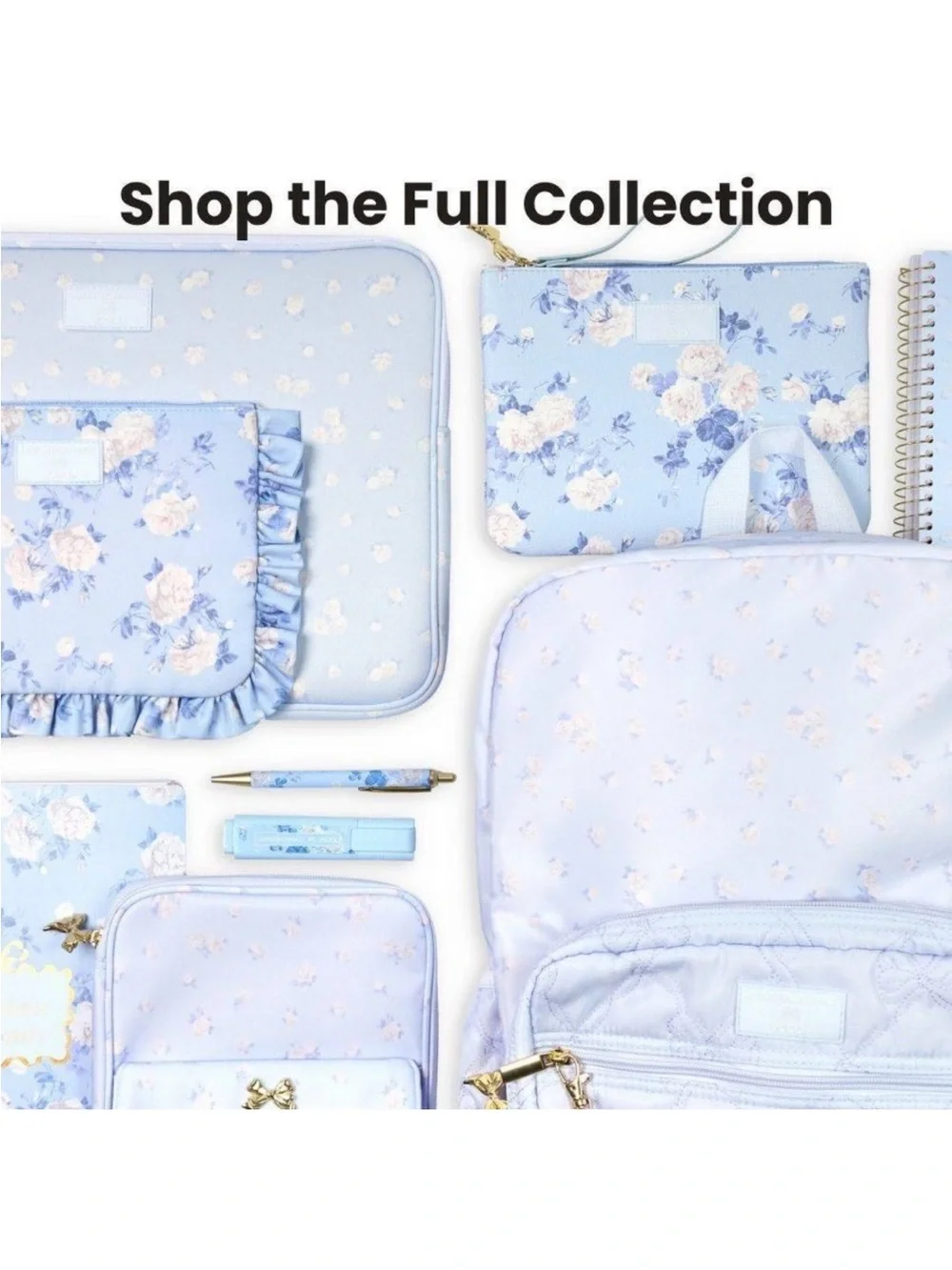 Loveshackfancy x target yoobi everblooming rosettes ditsy backpack breezy blue